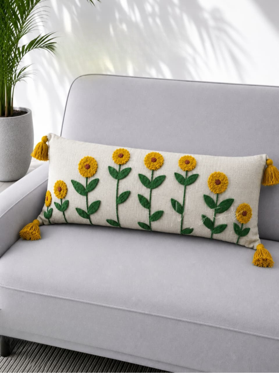 Bohemian Embroidered Lumber Cushion with filler ( 12x36)