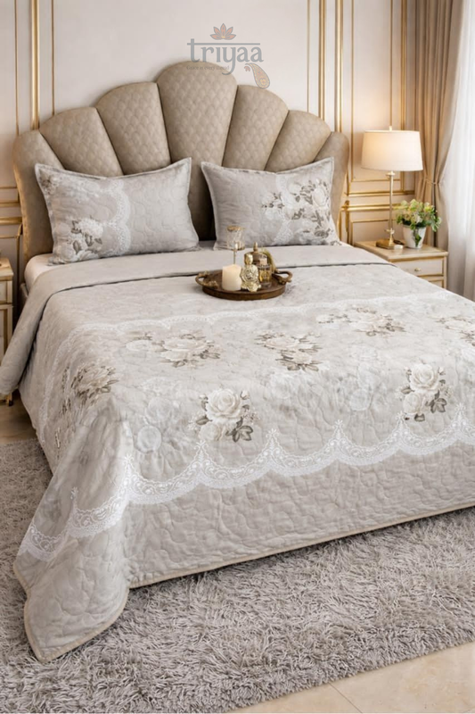 Triyaa Retro Luxe Reversible Quilted Bedsheet