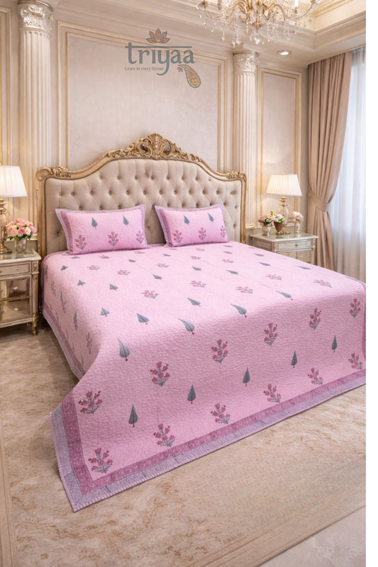 Triyaa Reversible Quilted Bet Cover – Pure Cotton Comfort